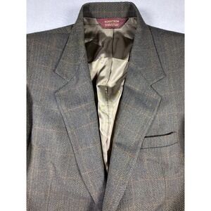 Nordstrom Mens Brown Herringbone Wool Windowpane Sport Coat Blazer Tailored USA